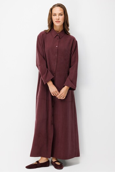 Micca Premium Doğal Akıcı Kumaş Bsc Maxi Tunik Elbise-Bordo