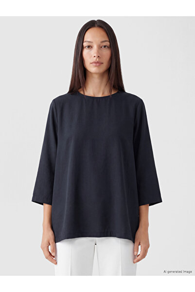 LC Waikiki Vizyon New Season Black Plus Size Modal Blend Blouse