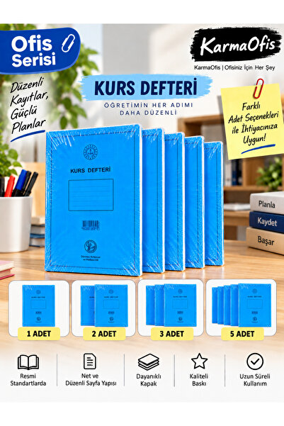 KarmaOfis Kurs Defteri | Öğrenci Devam, Ders Kazanım ve İmza Takip Defteri – 5 Adet