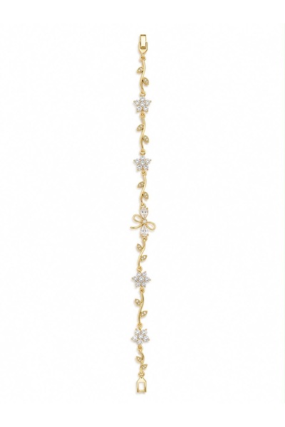 Nacre Pearl Gold 14k Altın Kaplamalı Jewelry Fiyonklu Taşlı Bileklik