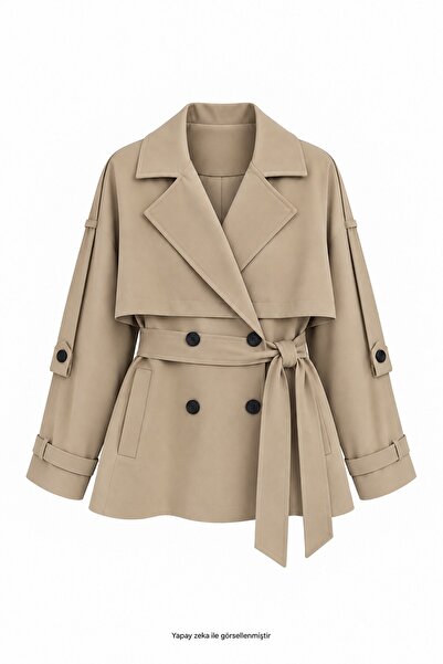 elif teke Short Trench Coat Beige