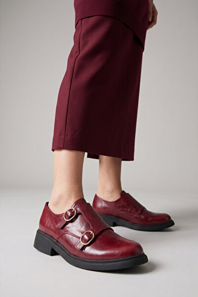 Ayakkabı Fuarı Elit 26Kzyn1731 Women's Genuine Leather Casual Shoes Claret Red