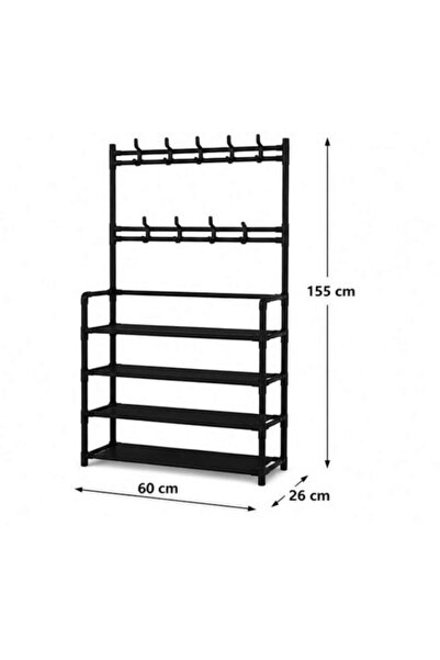 OEM Suport multifuncțional pentru haine cu 4 rafturi, 157 x 60 x 24, metal și...