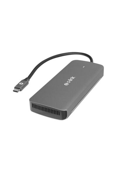 Universal S-link swv-usbc036 6 in 1 gray metal type-c to hdmi 6 in 1 usb-c hub with storage function