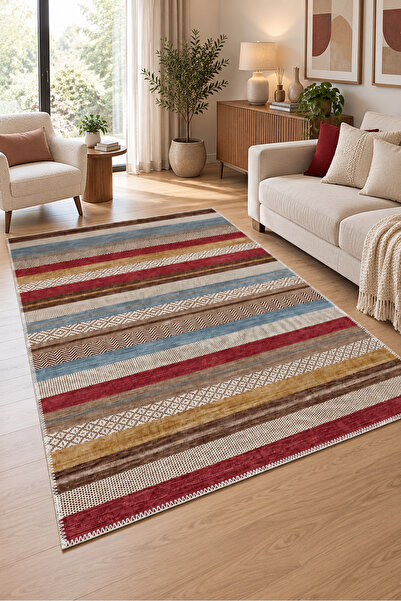 ferahome Kaymaz Taban Yıkanabilir Kesme Halı Salon Halısı Mutfak Halısı Yollu...