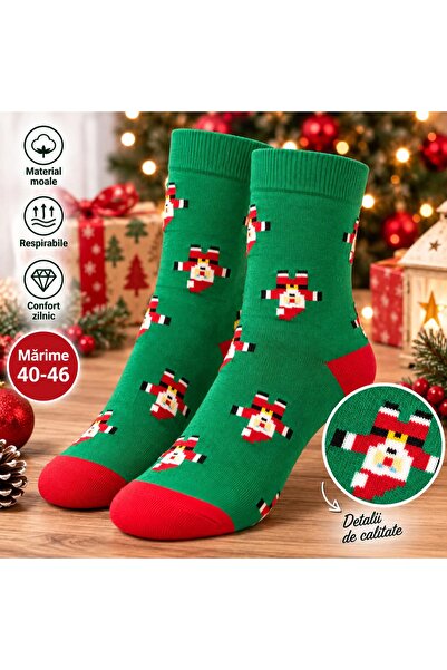 Boston Set 2 perechi Sosete Unisex cu imprimeu de craciun, mai multe culori, ...