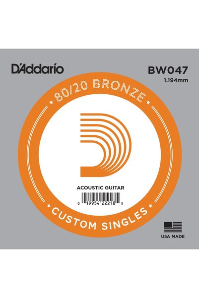 D'Addario Bw047 Acoustic Single String, 80/20 Bronze Wound, 047, E-(Mi̇)