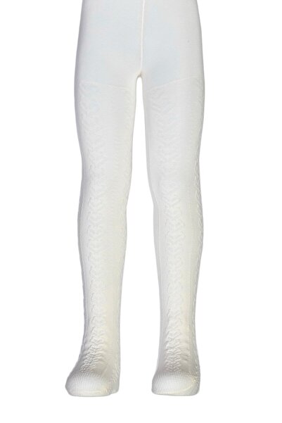 Dore Çorap Girl's Ayşe Patterned Cotton Pantyhose - Ecru