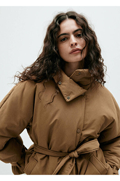 MANGO Woman Kemerli kapitone anorak