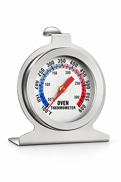 Simona Home Fırın İçi Analog Termometre 50–300 °C Çift Ölçekli Çelik Isı Ölçe...