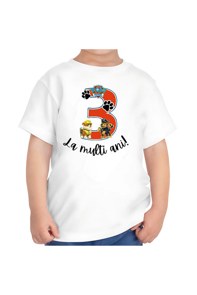 OEM Tricou pentru copii, La mulți ani, tematică Paw Patrol, pentru băieți, 3 ani