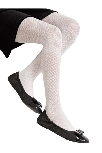 Dore Çorap Girl's Ece Patterned Micro Pantyhose - White
