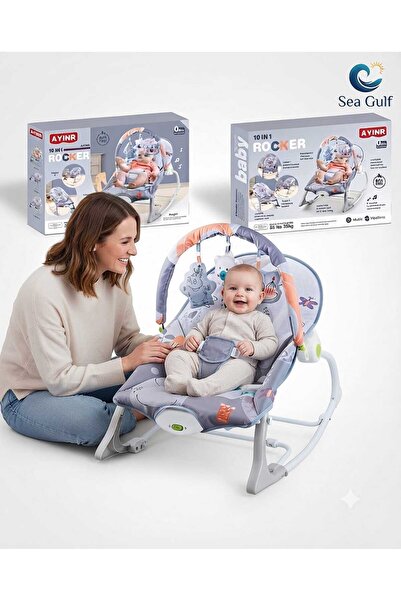 sea gulf Baby Rocking Chair and Bed with Interactive Toys with Three-Point Ha...