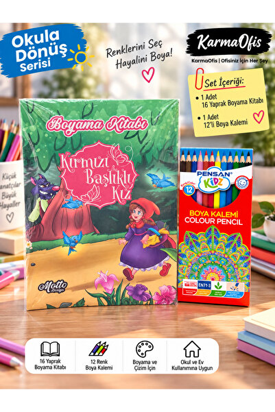 KarmaOfis Children's Coloring Set and Kidz Dry Crayon Set – 16 Sheets of Colo...