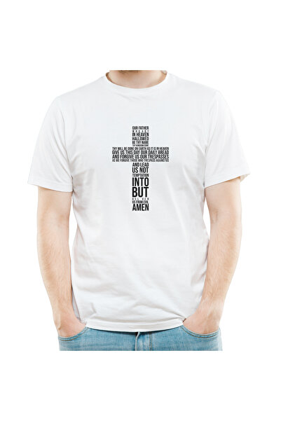 OEM Tricou FaithWear Alb Religios cu simbolul crucii și rugăciunea Dumnezeu N...