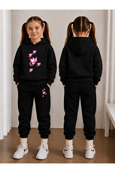 LORVEX Girl's Tracksuit Set Hooded Sweatshirt Top and Bottom Set 3 Thread Thr...