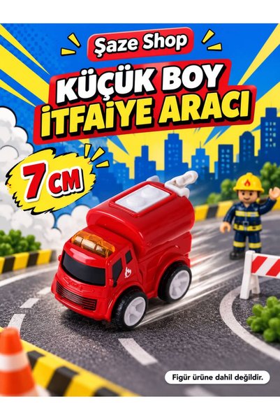 SAZE Şaze Shop Mini Fire Truck 7 cm Small Size Red Toy Rescue Truck