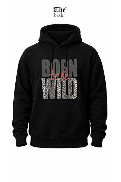 The Baski Born to Be Wild Leopard Patterned Street Style Kangaroo Pocket High...