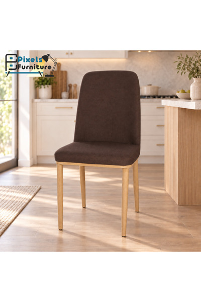 PixelsFurniture كرسي مطبخ من بكسل الأثاث بمسند للظهر مع أرجل معدنية صلبة مطلي...