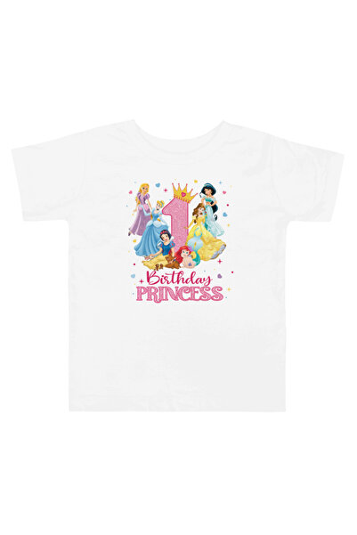 OEM Tricou pentru copii, aniversare, cu tematică Prințese Disney, La mulți an...