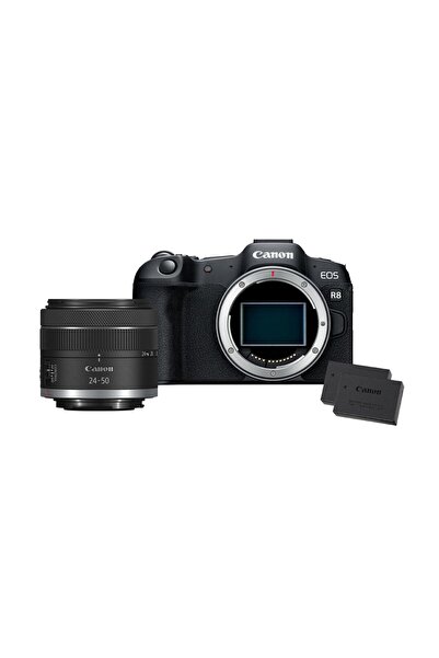 Canon EOS R8 dijital fotoğraf makinesi tam format + RF 24-50mm F4.5-6.3 + 2 pil