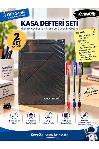 KarmaOfis مجموعة دفاتر الحسابات 16×22 سم 368 ورقة 70 جرام 1. هامور - طقم من ق...
