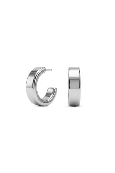Charmist Steel Boldie Thick Hoop Earrings - Silver