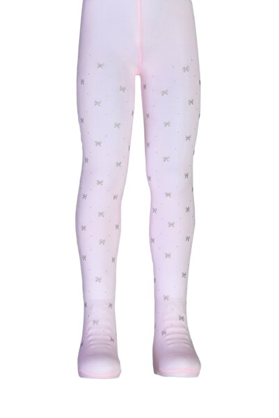 Dore Çorap جوارب طويلة للبنات بنقشة فيونكة وطباعة لامعة ميكرو 50 - وردي