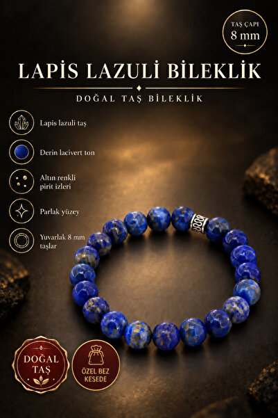 Red Panda Lapis Lazuli Doğal Taş Bileklik Lacivert Orijinal El Yapımı Bilgeli...