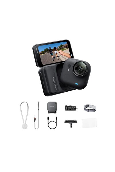 Insta360 GO Ultra Koşu Paketi Gece Siyahı - eller serbest 4K mini kamera, haf...