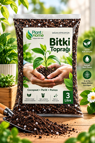 Plant Home Power Mix 3 Litre Cocopeat İçerikli Bitki Toprağı – Perlit & Kırmı...