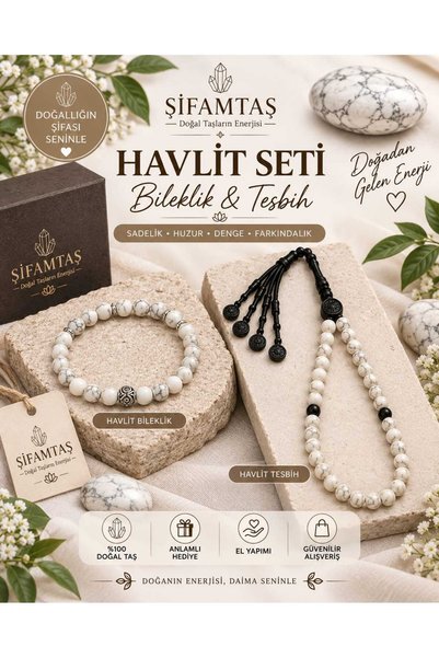 ŞİFAMTAŞ طقم حجر هافليت الطبيعي (سوار وسبحة)