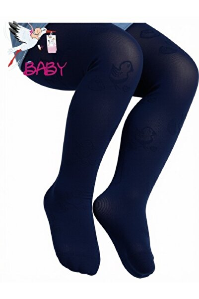 Dore Çorap Baby Chick Patterned Micro Pantyhose - Navy Blue