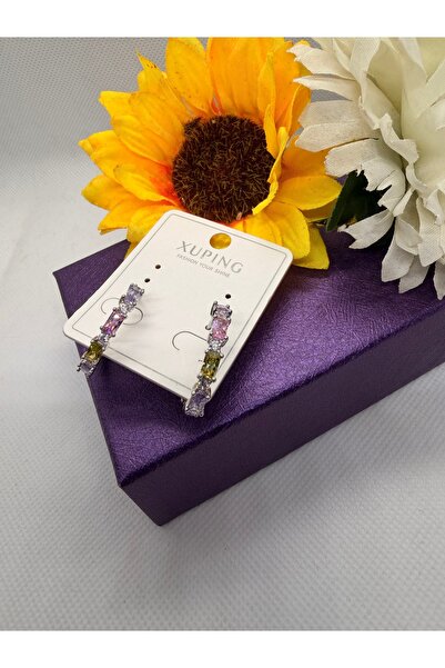 XUPING JEWELRY أقراط دائرية من الفولاذ من سلسلة VIP مرصعة بحجر الزركون