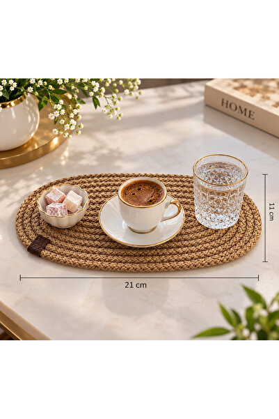 ÖRGÜM Covoraș de cafea tricotat 21x13 cm – Covoraș decorativ pentru cafea și apă