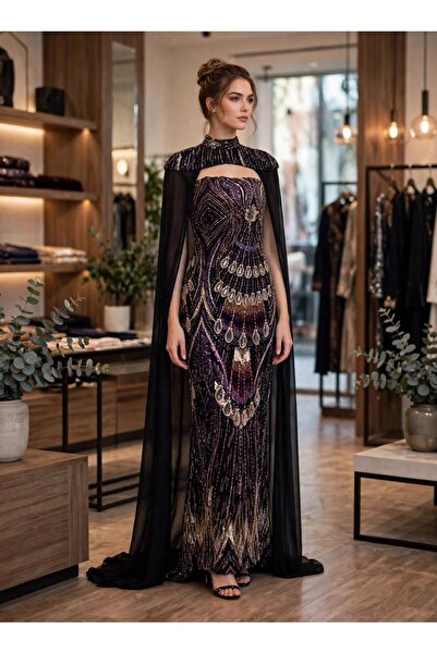 antil fashion Luxury Royal Dark Blue Evening Dress