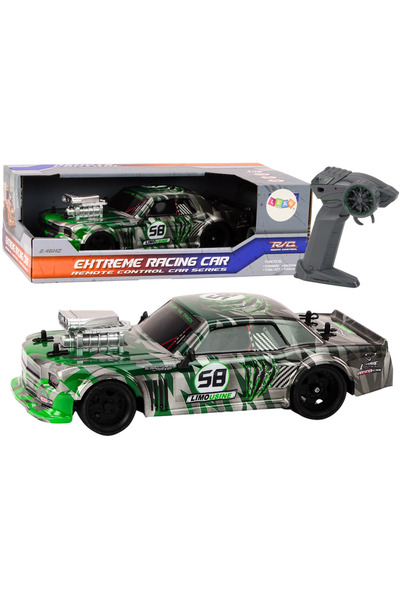 LEAN Mașină RC telecomandată 1:16 cu roți de drift din cauciuc, verde
