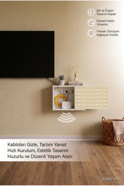 wudie Dayanıklı Kaliteli Masif Ahşap Çok Amaçlı Router Gizleme Dolabı Kablo G...