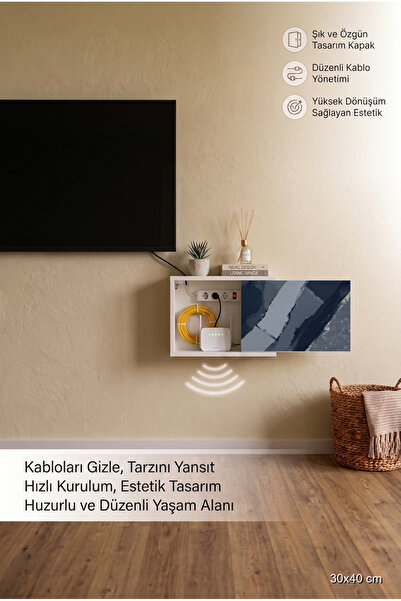 wudie Dekoratif Şık Dayanıklı Masif Ahşap Duvar Tipi Wifi Gizleme Kutusu Rout...
