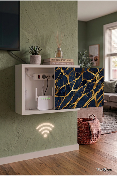 wudie Modern and Stylish Natural Wood Sliding Cover Modem Storage Box Conceal...