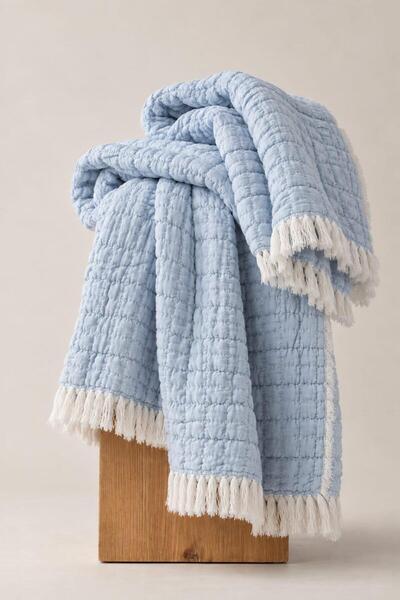 BES TREND Baby Unisex Muslin 100% Organic Cotton Tassel Blanket 120*120 Baby&...