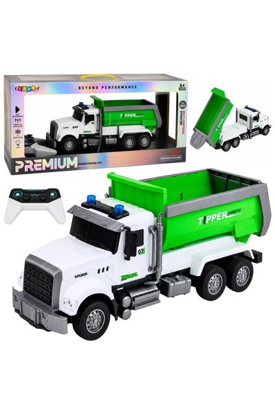 LEAN Camion basculant RC cu benă mobilă, verde, 1:14