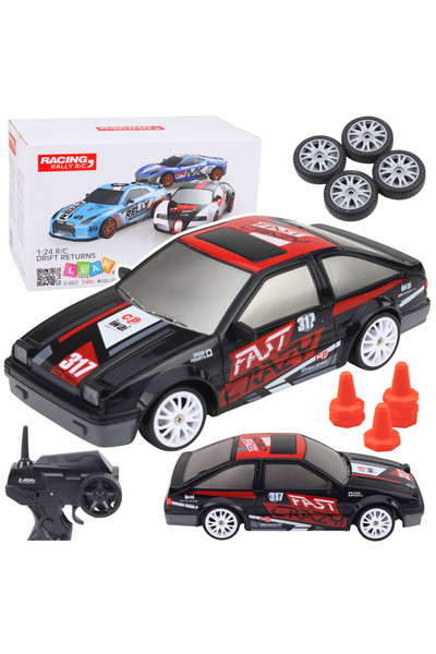 LEAN Mașină RC Coupe de drift cu telecomandă, cu roți interschimbabile, Negru...