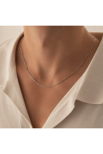 Ahamelia Jewelry 925 Ayar Gümüş Erkek Ataç Zincir Kolye – İnce Taşsız Minimal...