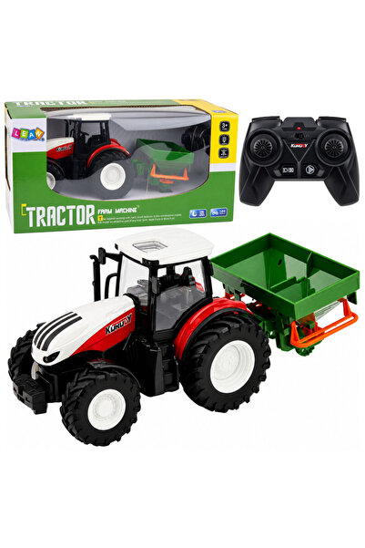 LEAN Tractor agricol telecomandat RC cu semănătoare, lumini, roșu, 1:24