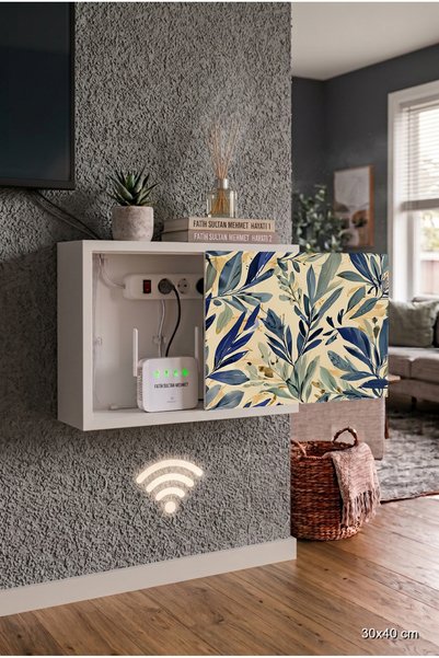 wudie Luxury Design Modern Solid Wood Multi-Purpose Modem Hiding Cabinet Sock...