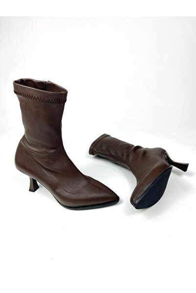 Gloriys Ayakkabı & Çanta Bitter Coffee 6 cm Heel Stretch Boots-Suitable for D...