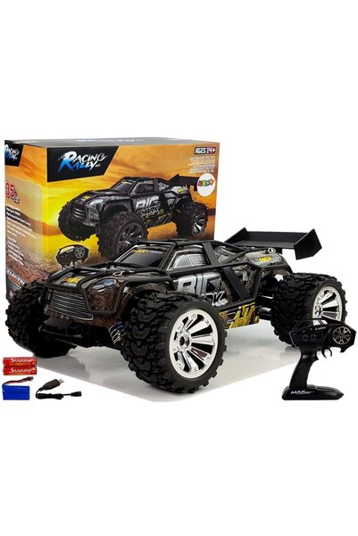 LEAN Mașină off-road telecomandată, maro și galbenă, 2.4G, 1:18, control vite...