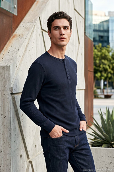 Buratti Pamuklu Regular Fit Düğmeli Bisiklet Yaka Sweat Erkek SWEAT 5905852