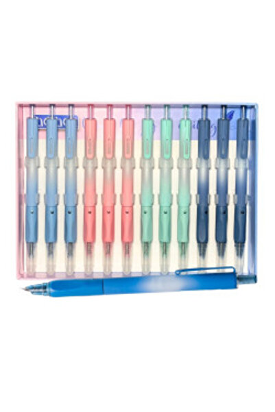 Best Office SET 12 BUC - STILOU DIN PLASTIC, CU MECANISM, CERNEALA TERMOSENSI...